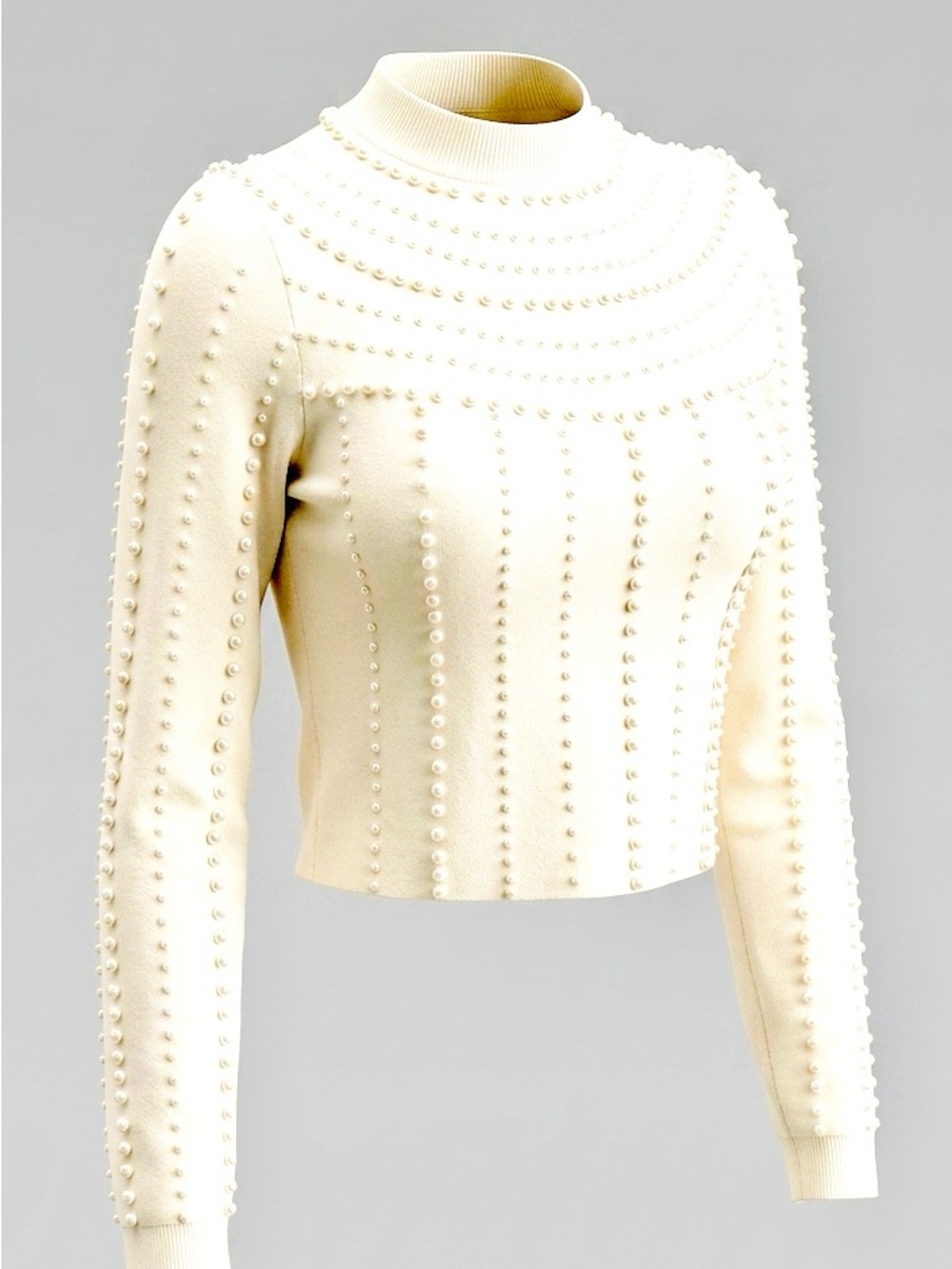 On 12th Young Contemporary Pearl Embellished Mock Neck Sweater – Size Large - Picture 4 of 7